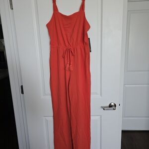 As U Wish Orange Jumpsuit with Tassel Detail